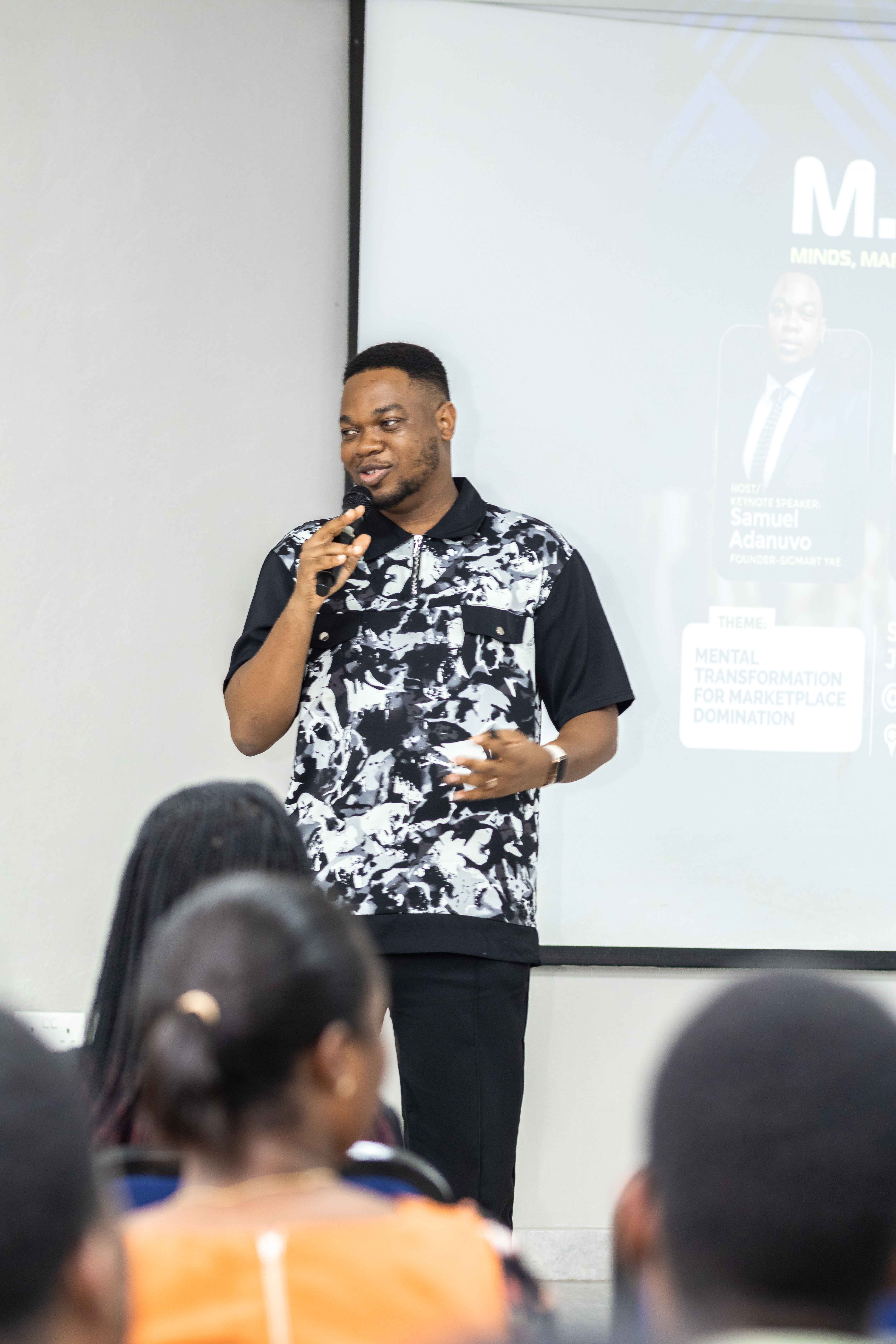 Samuel Adanuvo speaking at Minds, Markets & Movements